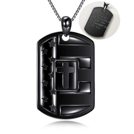 LWQQWL American Flag Crucifix Necklace Sterling Silver I Can Do All Things Pendant Dog Tag Jewelry Phil 4 13 Gifts for Women Men