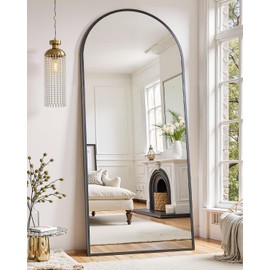 Suidia Full Length Mirror, 58"x18" Floor Standing Mirror Freestanding, Full Body Mirrors with Stand for Bedroom, Hanging Mounted for Living Room Cloakroom, Black, Arched Style