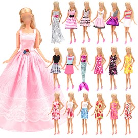 Barwa 55 Pcs Doll Clothes and Accessories Set EU CE-EN71 Certified Include 15 Clothes Party Grown Outfits + 40 Different Doll Accessories for 11.5 Inch Dolls