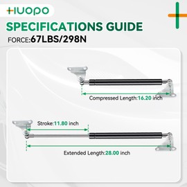28 Inch 67 lb/298 N Gas Strut Shock with L Type Mounts Lift Support for RV Bed Door Truck Bed Cover Floor Hatch Travel Trailer TV Cabinet Door Trap Door Other Custom Project Door,Set of 2