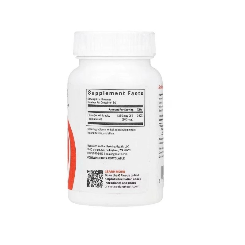 Seeking Health, Folinic Acid, 2 PACK, 800 mcg, 60 Lozenges