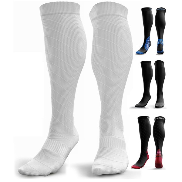 Compression Socks for Men & Women - Anti DVT Varicose Vein Stockings - Running - Shin Splints Calf Support - Flight Travel - S/M