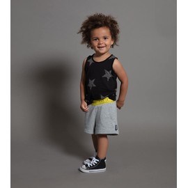 NUNUNU Tank Top for Toddlers, Girls and Boys. Unisex, 100% Cotton, Star - Black, 4-5 T