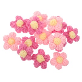 DIYEAH 1 12pcs Clothing Accessories Knitted Applique Craft Sewing Embellishments DIY Garment Accessories Floral Embellishments Pink Crocheted Puff Flower DIY Accessories for Clothing
