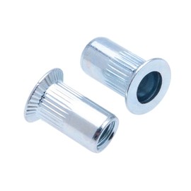 M5 Blind Rivet Nuts, Countersunk Head, Grooved Round Body, Open-Ended Threaded Insert, 5mm Nutsert, Zinc Plated Steel Knurled Rivnut, Rivsert for Steel, Alloy, Copper, Plastic, Fiberglass (5 pcs.)