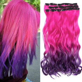 7 Pcs 16 Clips Hair Extensions Long Wavy Curly Straight Synthetic Hairpiece Thick Double Weft Clip in Women Hair