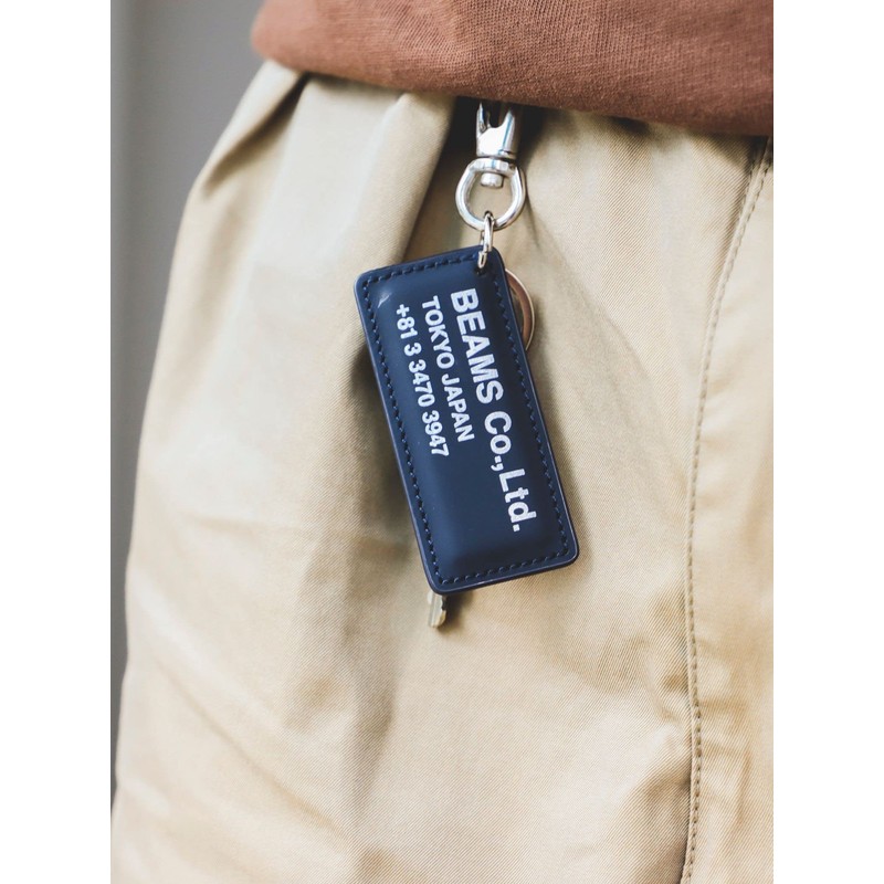 Beams Key Case, Key Holder, Leather, Reflector, TAG, Navy, navy