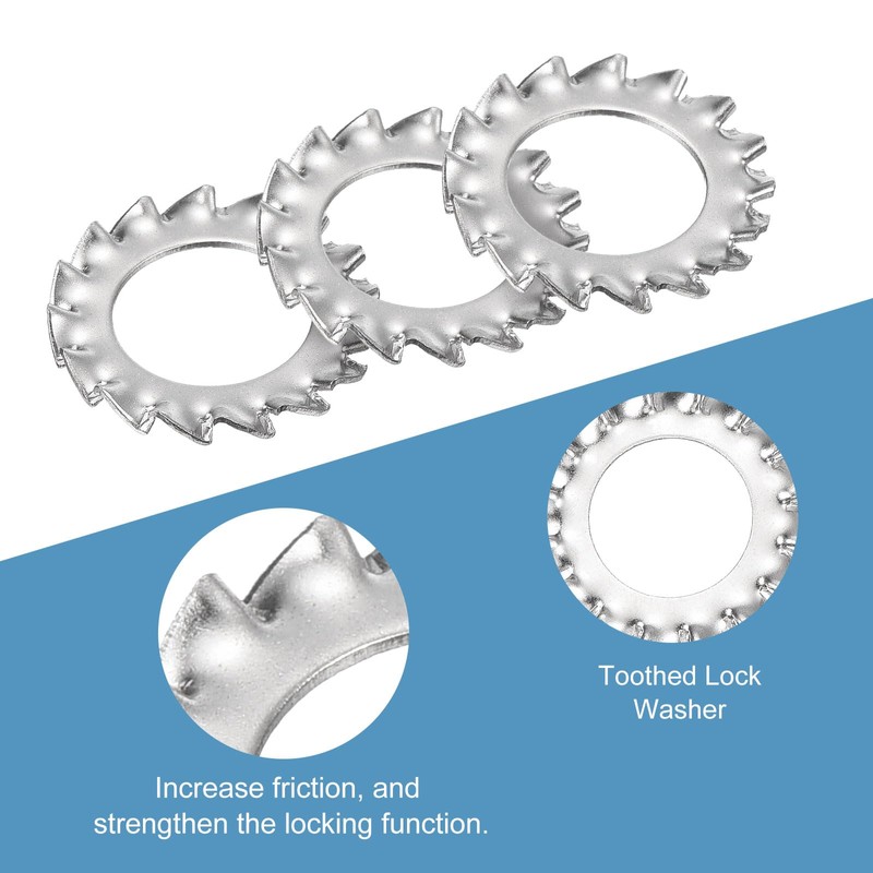 sourcing map M10 10Pcs External Tooth Washers, 304 Stainless Steel