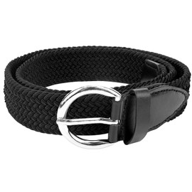 Linkidea Elastic Braided Kids Belt, Adjustable Buckle Black Belts for Girls, Stretchable Waistband Suitable for Age 3-6