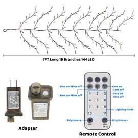 Enchanted Willow Vine Lights, 7.5Ft 144 LEDs Vines for Home Decor with Remote and Sided Tape, 11 Modes 3 Level Dimmable Lighted Willow Vine for Walls House Bedroom Living Room Decor, Christmas Decor