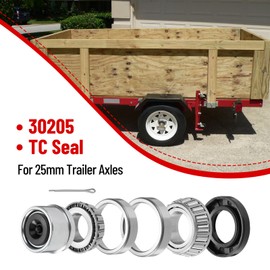 Racewill 2 Set Trailer Axles Bearings Kit: 30205 Bearings Races TC 30x52x10mm Seals Dust Covers Cotter Pins Fit for 25mm Axles Trailer Wheel Hub