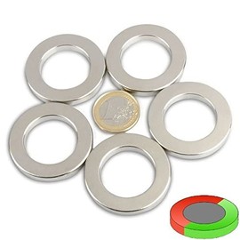 Ringmagnet Ø 40.0 x 25.0 x 5.0 mm N42 Nickel - diametral