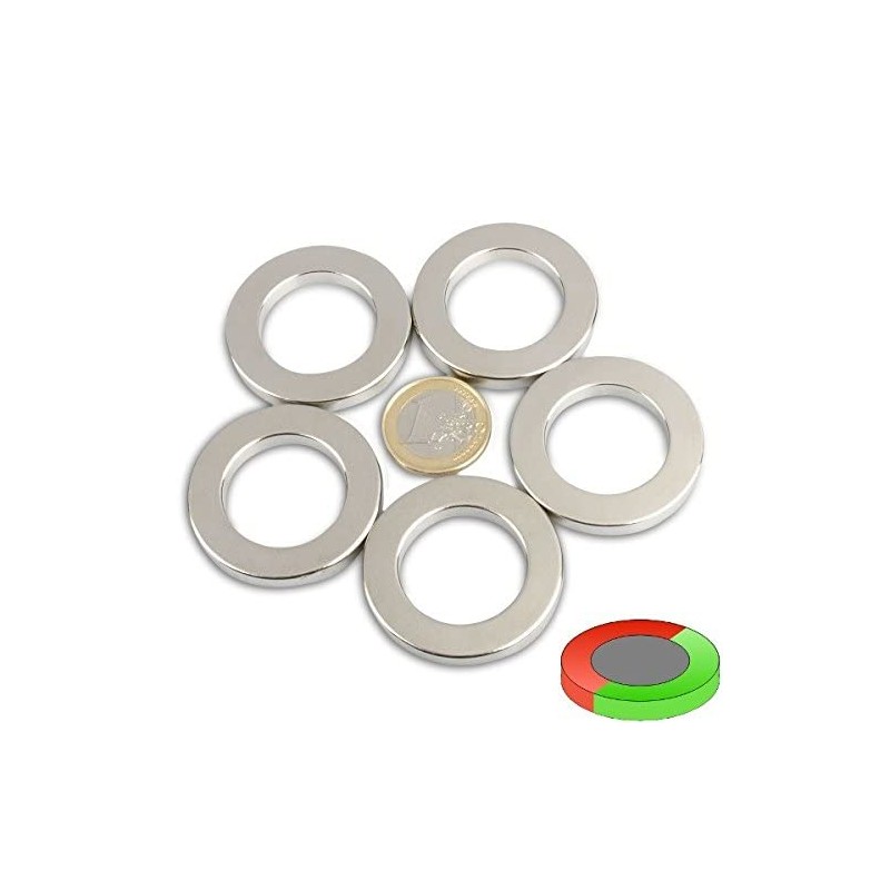 Ringmagnet Ø 40.0 x 25.0 x 5.0 mm N42 Nickel