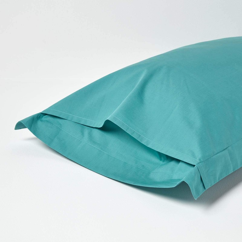 HOMESCAPES Teal Pure Egyptian Cotton Oxford Pillowcase Standard Size 200