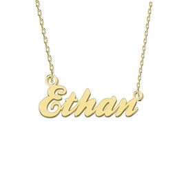 GR35Z9 Ethan Name Necklace Gold Nameplated Stainless Steel Pendant Jewelry for Women