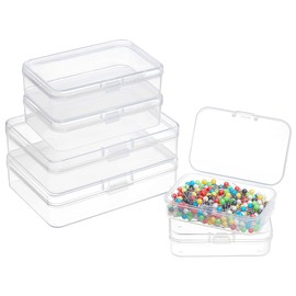 BENECREAT 12 Pack 3 Mixed Sizes Rectangular Clear Plastic Bead Storage Box with Flip-Up Lids for Small Items and Crafts Projects Organization