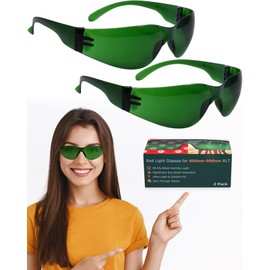 LIGHTMEUP Red Light Therapy Glasses,Eye Protection for Infrared & LED Light Sessions–Blocks 200-2000nm Harmful Wavelengths,Maintain Visibility,Lightweight Red Light Goggles 2 Pairs