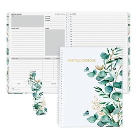 SUNEE Half Meeting Half Note - 8.5"x11" Professional Notebooks for Work - 160 Pages, A4 Size Project Planner, Spiral Meeting Agenda/Minutes Organizer for Women Men, Note Taking, Office & Business