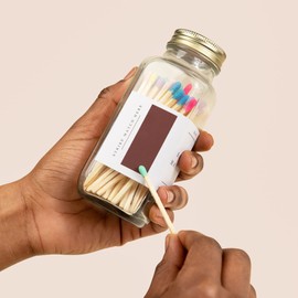 Sweet Water Decor 4" Rainbow Safety Matches - Glass Jar with Gold Lid | Approx. 60 Matches | Matchsticks | Home Decor | Candle Accessories | Apothecary Jars for Fireplace | Housewarming Gift