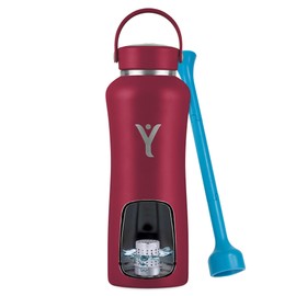 DYLN Hydrogen Water Bottle | Create Hydrating Alkaline Hydrogen-Rich Water Up to 9 pH | Vacuum Insulated Stainless Steel Water Bottle | Keeps Water Cold for 24 Hours | 40 oz, Crimson Red