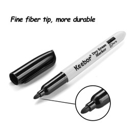 Keebor Fine Tip Dry Erase Markers, Black | Low-Odor | Non-Toxic, 16 Count White Board Dry Erase Markers, Office Supplies