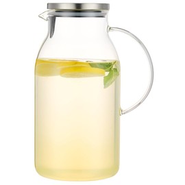 Karafu Glass Pitcher with Lid, 100 Ounces Wide Mouth Heat Resistant Water Jug for Hot/Cold Water, Ice tea and Juice Beverage