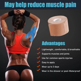 Kinesiology Tape Pro 3 Rolls, Waterproof Breathable Latex Free Tape, 10 inches Precut, 60 Precut Strips Strips for Knee Pain, Elbow, Shoulder Muscle & Joint Support (Blue)