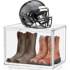 XXX-Large Extra Large Acrylic Display Case Transparent Shoe Display Case Sneaker Bag Organizer Clear Plastic Stackable Boot & Shoe Boxes Large Showcase for Helmet, Handbag, Figures Collectibles