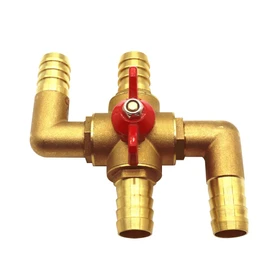 4-way Automobile Heating Water Valve, Brass Automotive Integrated Manual Control Valve, Heater Core Bypass 5/8in