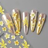 JMEOWIO 3D Embossed Yellow Flower Nail Art Stickers Decals Self-Adhesive