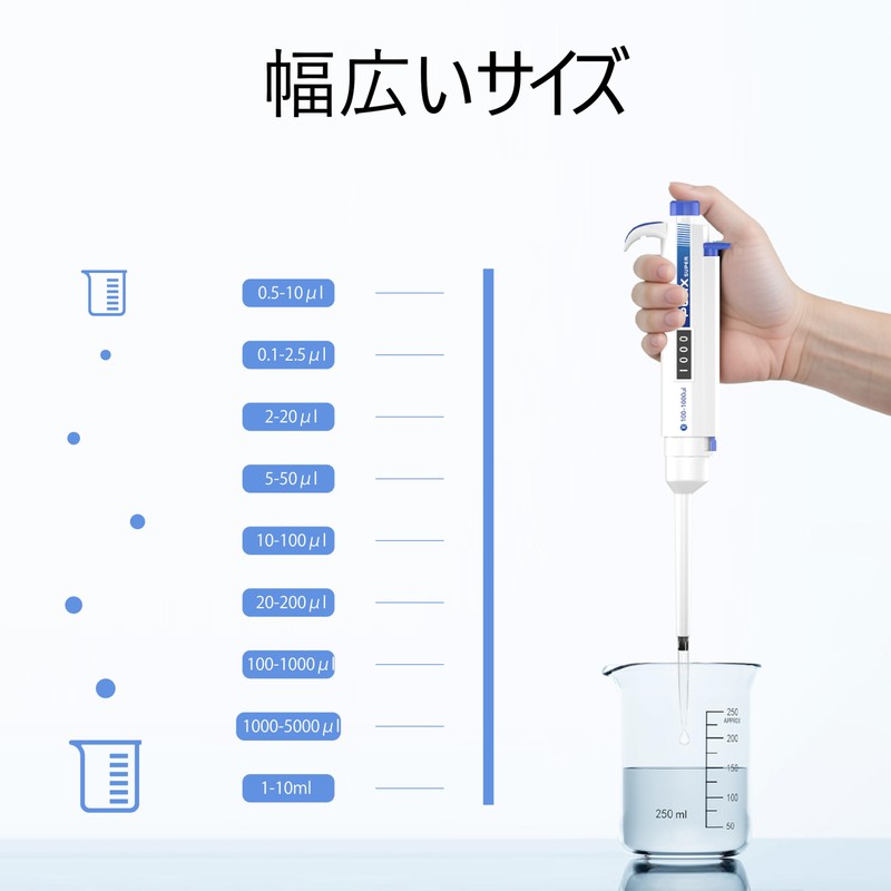 PUNXSUPER Micro Pipette, Variable Pipette, Adjustable Capacity, Pipette, Variable Dispenser,