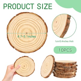 FSWCCK Unfinished Wood Slices for centerpieces,Round Wooden Discs with Tree Bark,Wood Cookies Circles for Crafts Christmas Ornaments,Wood Slice for Rustic Wedding Decoration (4.7"-5.5")