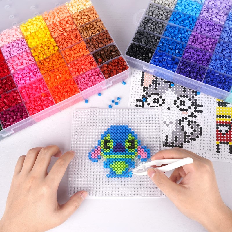 Fuse Beads 22000 Melty Beads with 4 Pegboards 100 Patterns
