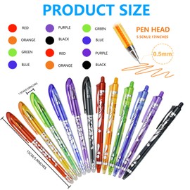 HJJMN 12 Pcs Rub Out Pens, 0.5mm Erasable Pens with Rubbers On The End, 6 Colors Retractable Gel Pens with Friction Eraser for Kids Adults, Eraser Pen for School and Office Stationary Supplies
