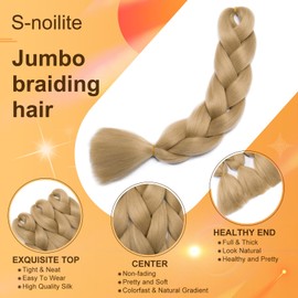 Ombre 4 Tones Braiding Hair Extensions Jumbo Braids Hair Extension Jumbo Braiding for Twist Braiding 24",1 Bundles - Ash Blonde