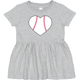 inktastic Heart Shaped Baseball Infant Dress 18 Months Heather Grey 2a73c
