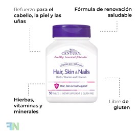 Vitaminas Cabello Piel Y Uñas 21st Century 50 Capsulas Hair Natural