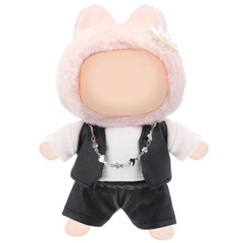 Hiboom 4 Piece Clothes Set for 17cm Doll Outfit Black Leather Vest, Skirt, White T-Shirt, Necklace Outfit for 17cm Accessories Suit 1st/2nd/3rd Gen Dolls (No Doll)