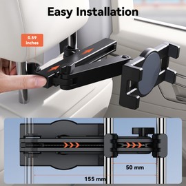 wulwun Support Pour Tablet Auto Rotation 360°, Anti-Vibration, Support Pour Têtière de Siège Arrière, Accessories de Voyage Pour Longs Trajets, Compatible Avec Tablets DE 4.7 à 13 Inches