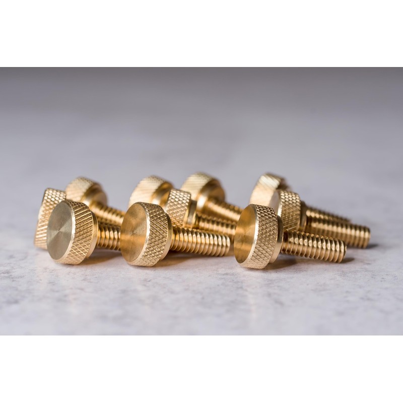 10 Pack of 1/4-20 Brass Knurled Thumb Screws 3/4" Thread