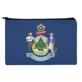 Maine State Flag Makeup Cosmetic Bag Organizer Pouch