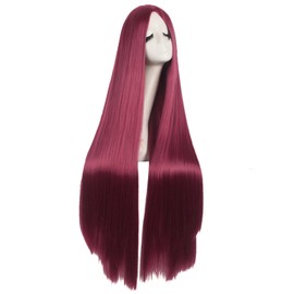 MapofBeauty 40 Inch/100cm Fashion Straight Natural Long Costume Anime Wig (Red)