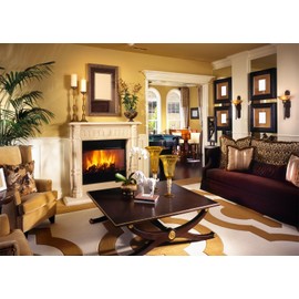BELECO 7x5ft Fabric Luxury Living Room Backdrop Modern House Interior Fireplace with Burning Fire Cozy Sofa Villa Background for Video Conference Zoom Meetings Home Office Photo Studio Props