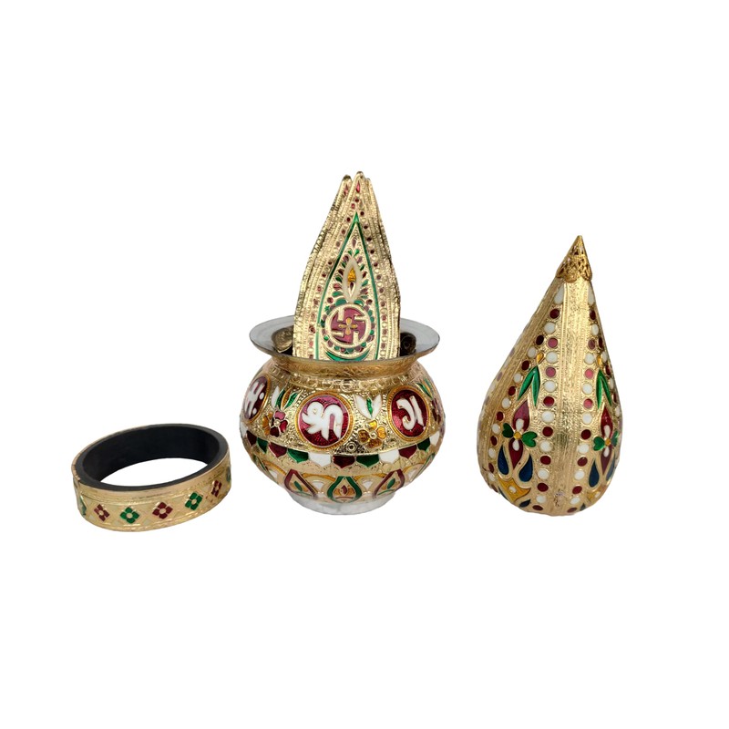 Rastogi Handicrafts Mangal Kalash Set Meenakari Work for Puja Kalash
