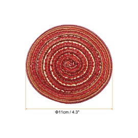 sourcing map 6pcs Round Braided Placemats 4" Non-Slip Round Table Mats for Dining Tables Washable Heat Insulation Woven Placemats Indoor Outdoor for Family Holiday Dinner, Red