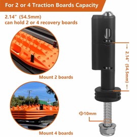 360 Degree Rotation Knuckle, Stainless Steel Lockable Mount Pins for MaxTrax MKII Recovery Boards, Security Mounting Pins Kit with 4 Padlocks, Lockable Theftproof Mount Pins Set