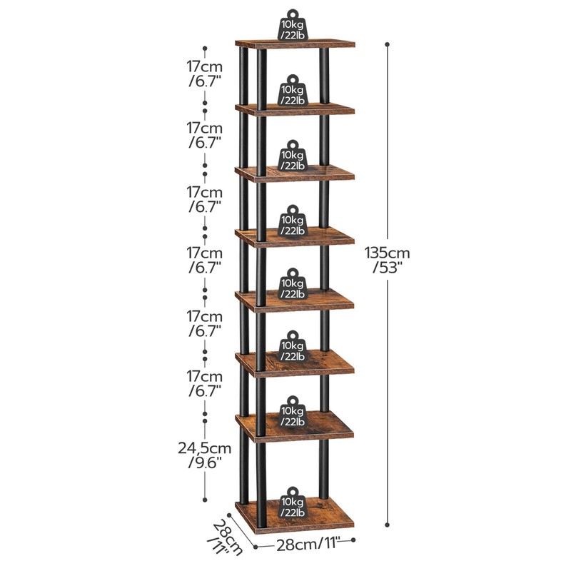 HOOBRO Vertical Shoe Rack, 8-Tier Narrow Shoe Shelf, Shoe Storage