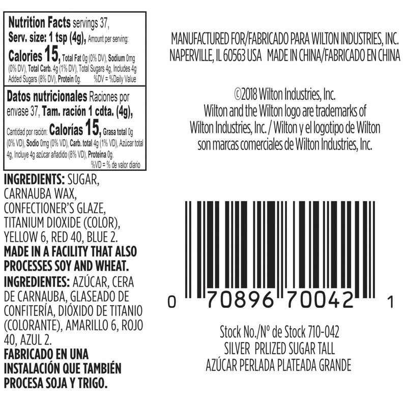 Wilton Pearlized Sugar Food Decorative, Silver, 5.25 oz