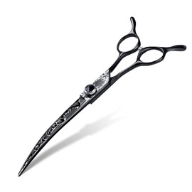 JASON 7" Curved Dog Grooming Scissors, Ergonomic Pets Grooming Thinner Blender Shears Cat Trimming Texturizing with Offset Handle, Stainless Steel, Light Weight, Sharp, Safe, Comfortable