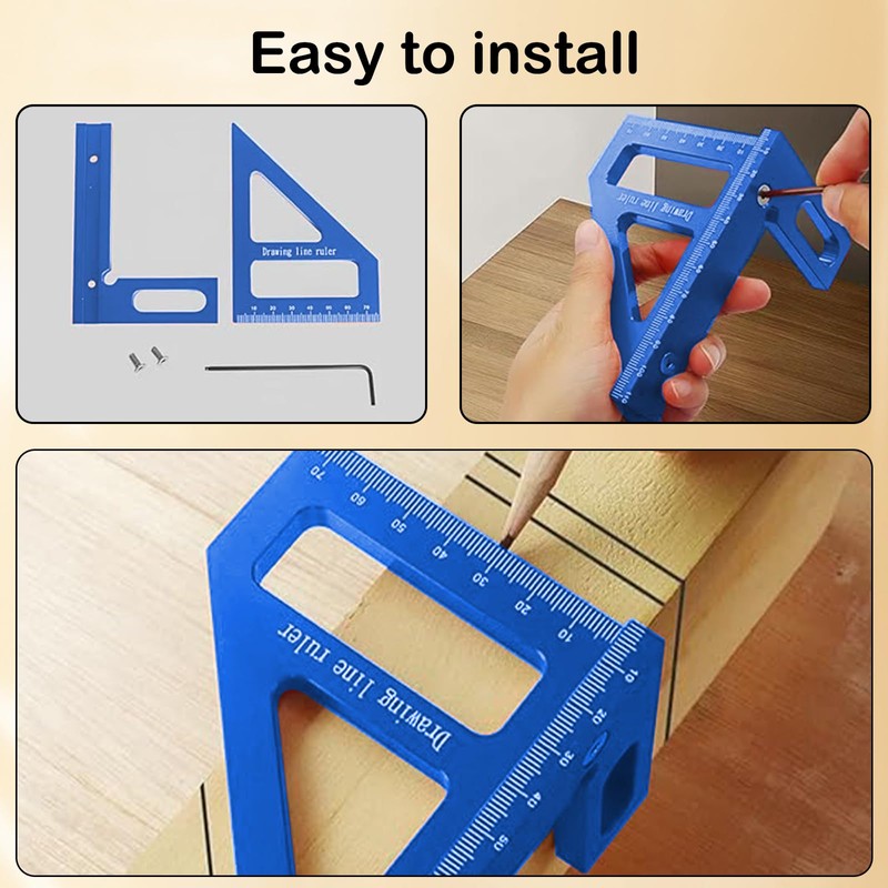 3D Multi Angle Measuring Ruler, 45° & 90° Degree Triangle